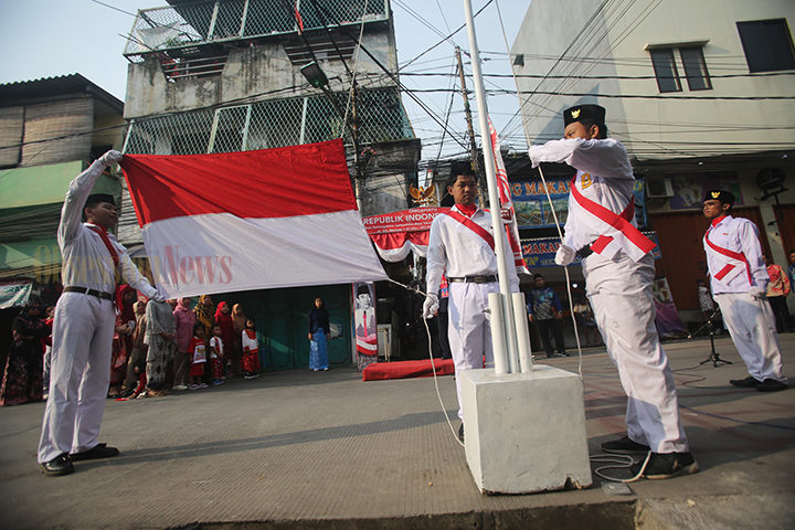 FOTO Upacara Bendera Peringati HUT ke-79 Kemerdekaan RI di Penjaringan