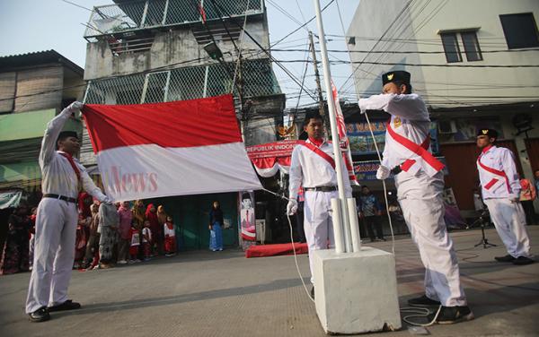 FOTO Upacara Bendera Peringati HUT ke-79 Kemerdekaan RI di Penjaringan