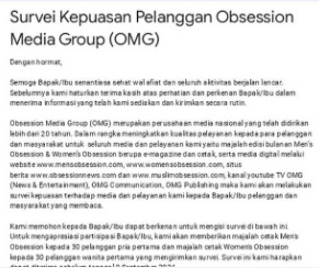 Yuk, Isi Survei Kepuasan Pelanggan Obsession Media Group (OMG)