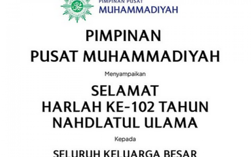 Pimpinan Muhammadiyah Ucapkan Selamat Harlah ke-102 NU