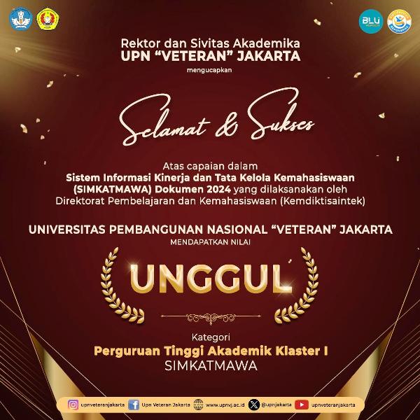Predikat Unggul SIMKATMAWA untuk UPNVJ: Prestasi Kemahasiswaan Lampaui 1.000 Poin Berdasarkan Data 2024
