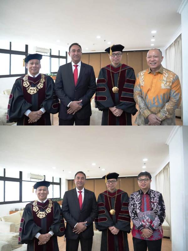 Prof Dr. Amad Sudiro (Rektor Untar), Komjen pol Suyudi AS, Prof Dr. Ariawan Gunadi (Ketua Yayasan Tarumanagara), Dr. Serian Wijatno Ketua Yayasan Tarumanagara periode 2007- 2012 dan Devaro Syailendra.