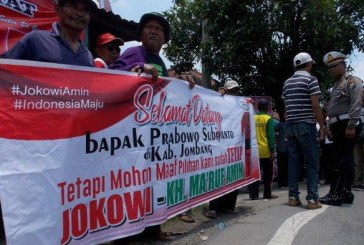 Kedatangan Prabowo di Jombang Disambut Pendukung Jokowi