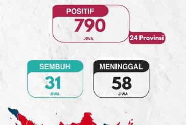 Terkonfirmasi Positif Covid-19 di Indonesia Menjadi 790 Kasus