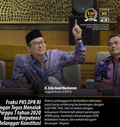 Fraksi PKS Tolak Penetapan Perppu No 1 Tahun 2020 Jadi UU