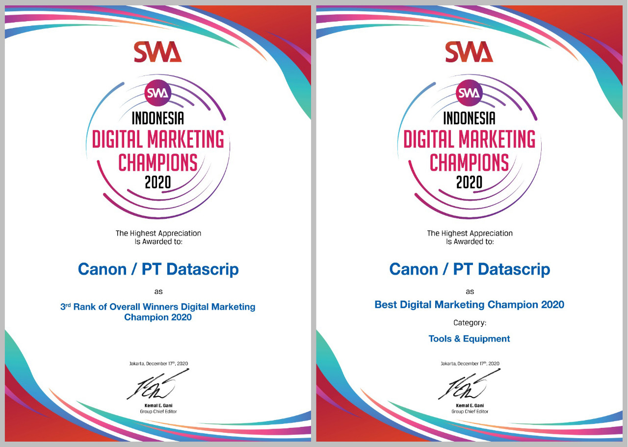 Canon Dapat Predikat Best Digital Marketing Champions 2020