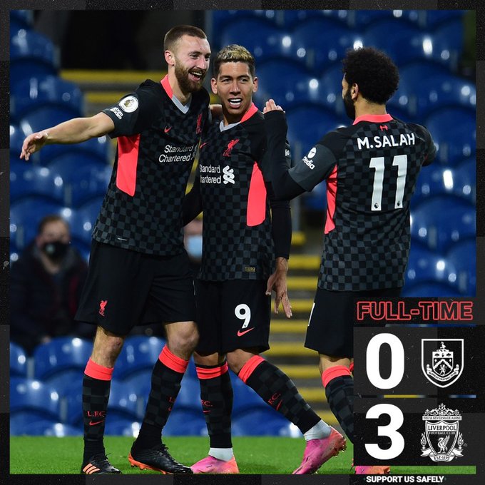 Pukul Burnley 3-0, Liverpool Terobos ke Empat Besar Klasemen Liga Inggris