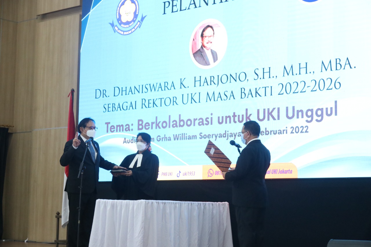 Canangkan Berkolaborasi untuk UKI Unggul !! Dr. Dhaniswara K. Harjono Kembali Jabat Rektor UKI Masa Bakti 2022-2026