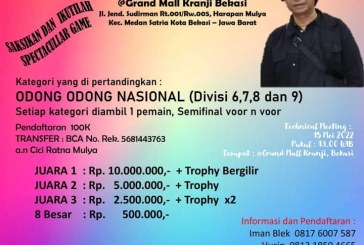 Total Hadiah Rp 22 Juta, Turnamen Tenis Meja Singgih Cup XV Digelar di Grand Mall Bekasi, 21-22 Mei 2022