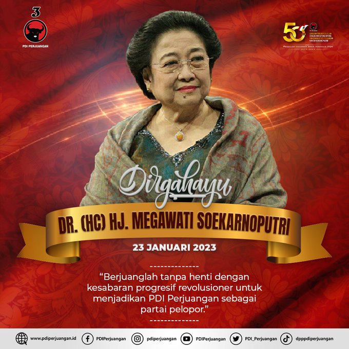 Keluarga Besar PDIP Ucapkan Selamat Ulang Tahun kepada Megawati