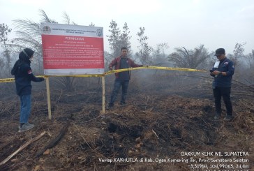Cegah Karhutla, Gakkum LHK Segel Beberapa Lokasi Karhutla di Sumsel