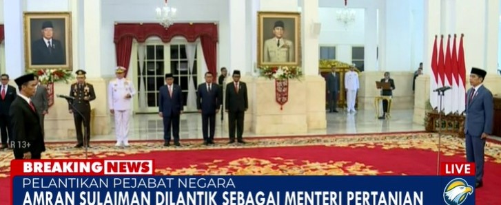 Jokowi Lantik Amran Sulaiman sebagai Menteri Pertanian