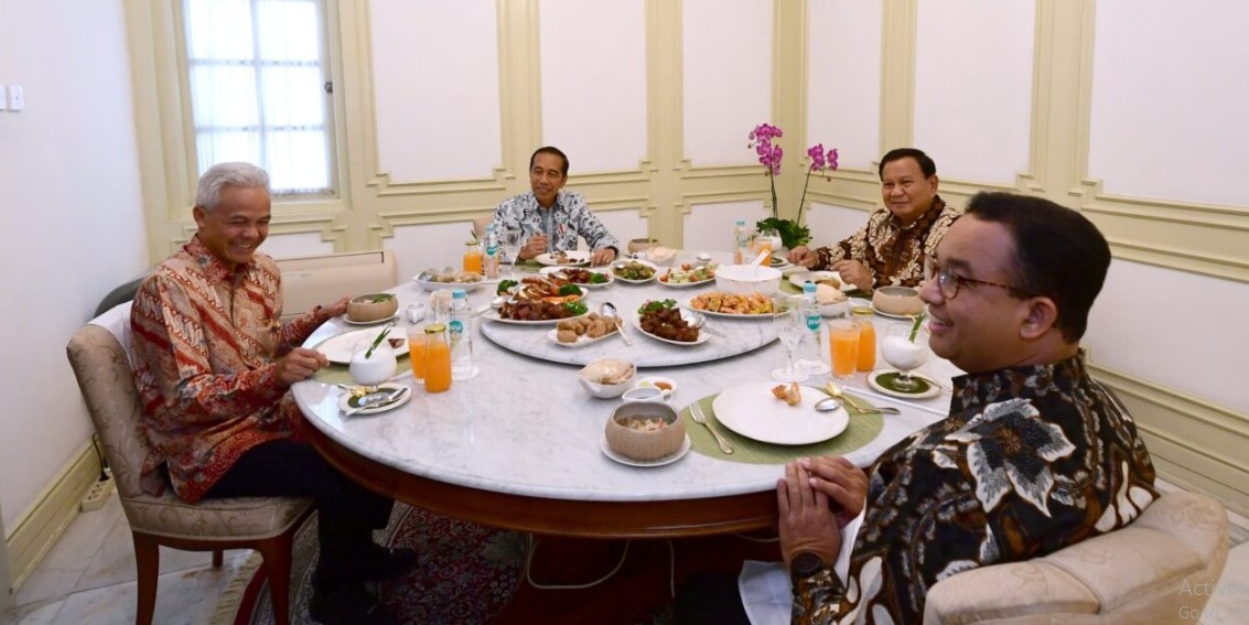 Berlangsung Hangat, Jokowi Santap Siang Bersama Prabowo, Ganjar, dan Anies di Istana Merdeka